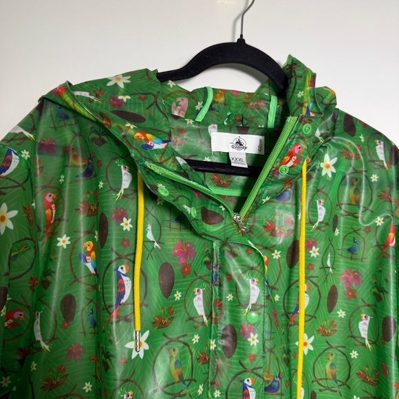 Disney Womens 3XL Green Hooded Rain Jacket Enchanted Tiki Room - Picture 3 of 7